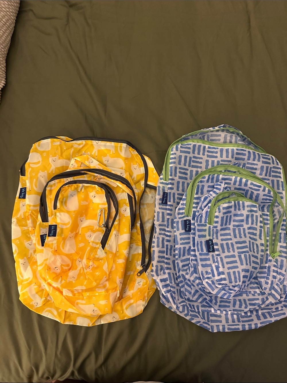 blu bag Yellow Cat Print & Blue Mc Geometric Travel Pack Set